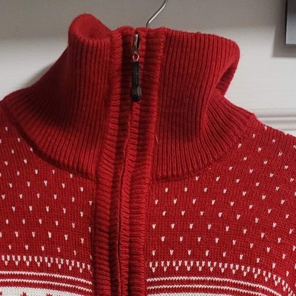 Pronti NWOT-Mens Red Fair Isle Knit Half Zip Sweater- Size L - Picture 4 of 4
